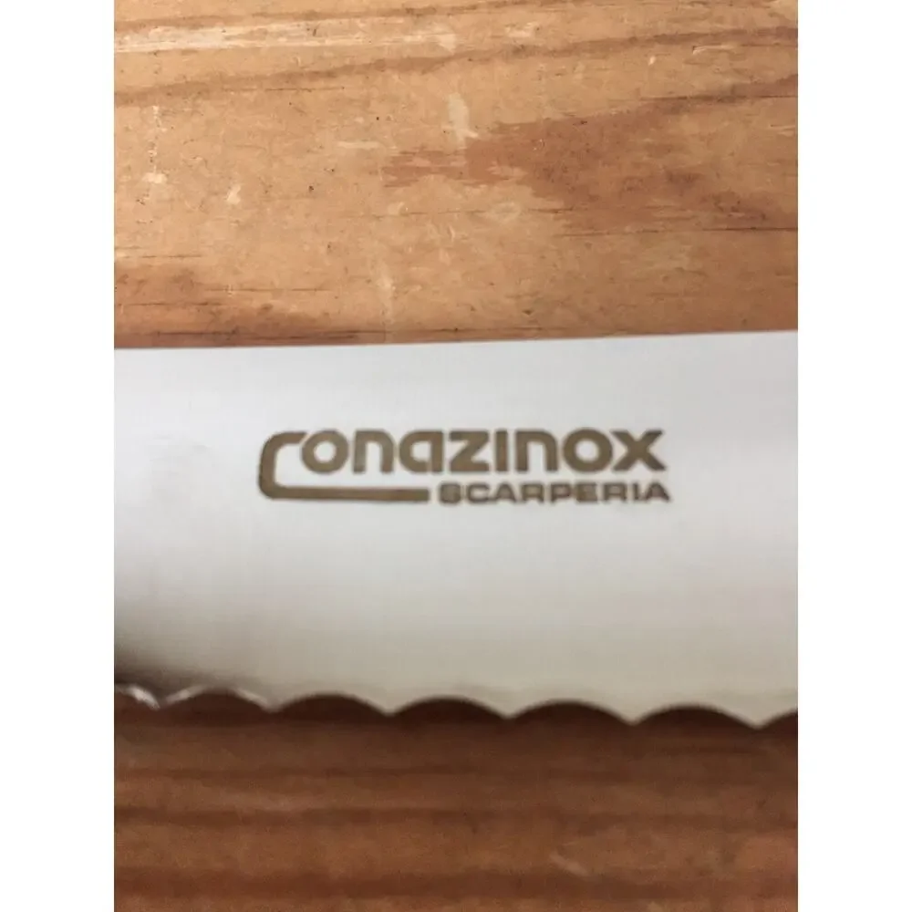 Vtg Conaz Inox Stainless Scarperia Italy Serrated Kitchen Bread Knife 8.5